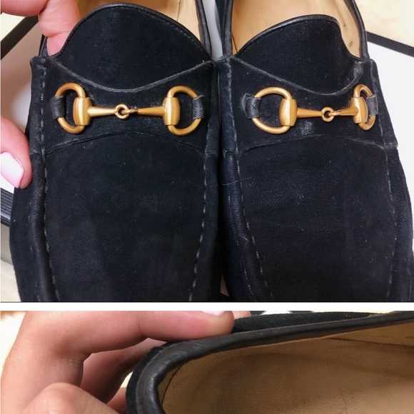 Gucci Black Suede Loafers with Gold Hardware - Picture 2 of 5